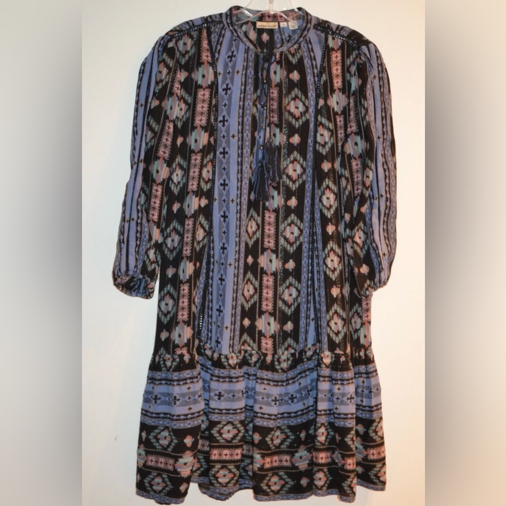 Wild Horses Anthropologie Boho Whimsical Patterned Dress Sz M Festival